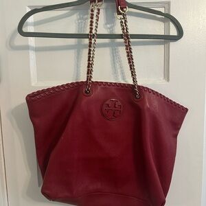 Tory Burch Burgundy Leather Tote